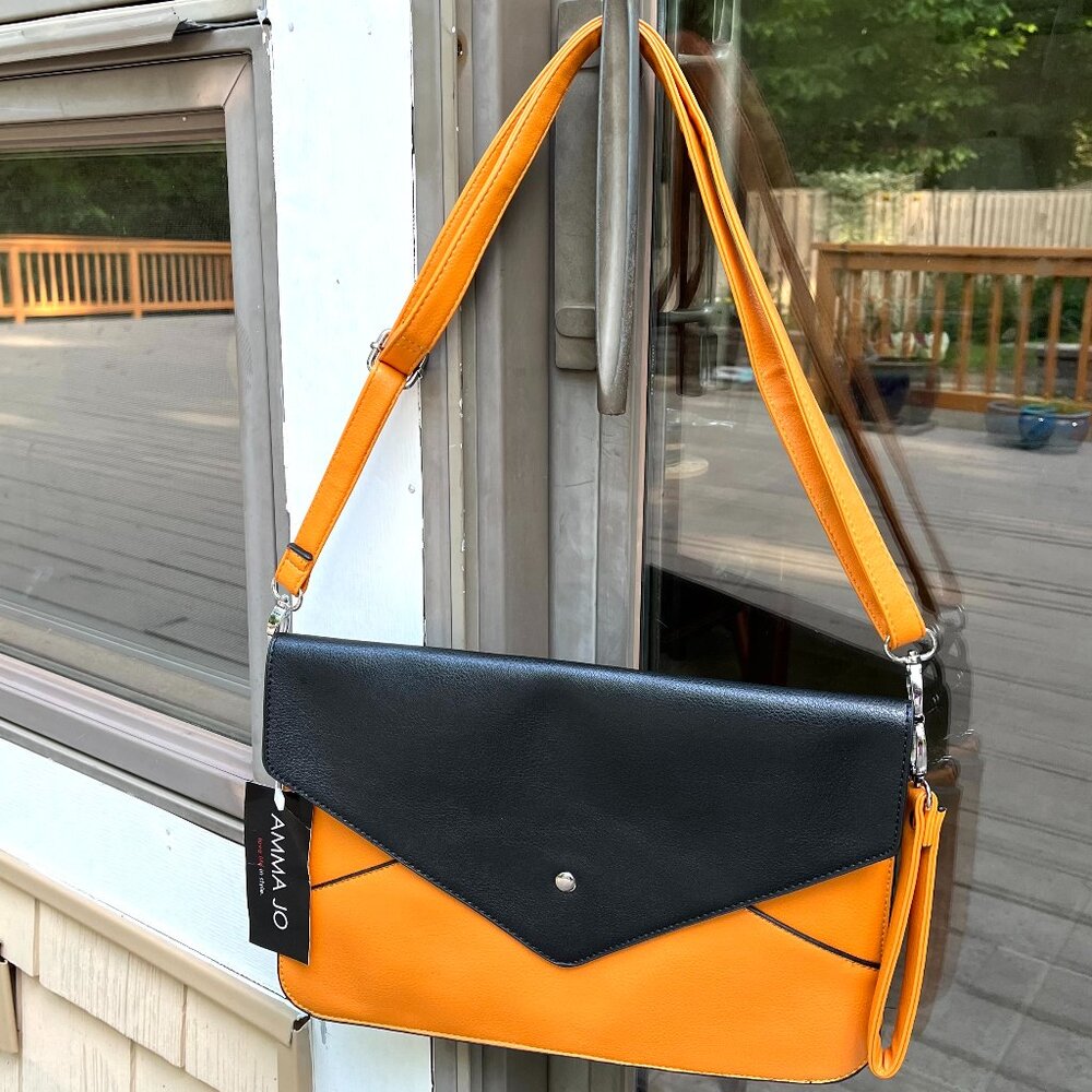 Amma Jo orange and black vegan bag, new with tags
